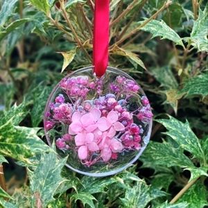 Handmade Resin Christmas Ornament with dried flowers